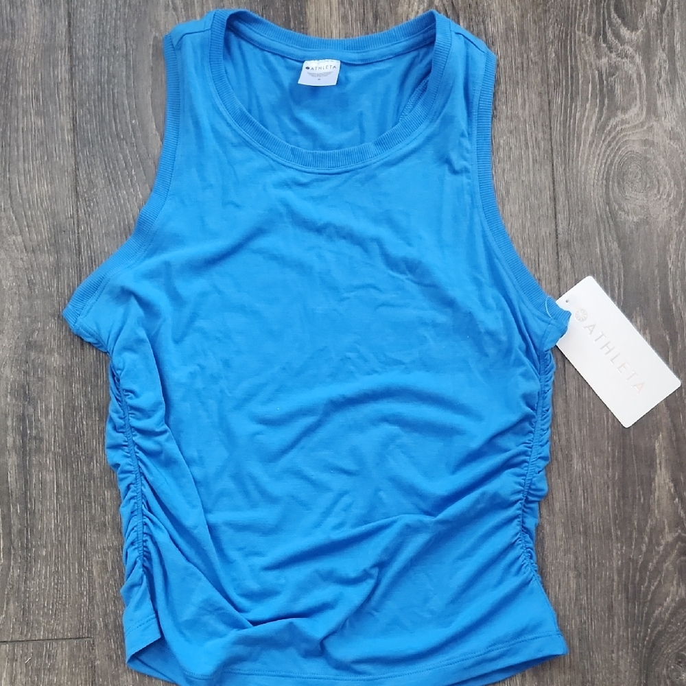 Athleta NWT Vibrant Blue Ruched Tank Top - Medium